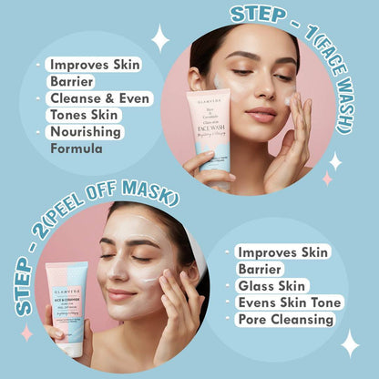 KOREAN GLASS SKIN RICE & CERAMIDE 7 STEP GIFT BOX | FACE WASH, PEEL OFF MASK, TONER, SERUM, UNDER EYE CREAM, MOISTURIZER & SUNSCREEN